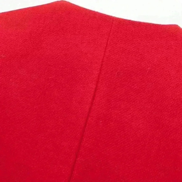 Red Elegant Women's Casual Tweed Jacket Decorated Long Sleeves Coat - Picture 4 of 8